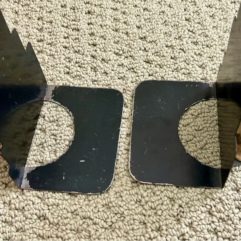 Vintage MCM Metal Sailboat Boat Pair Bookends - Black Dull Gold Nautical Retro